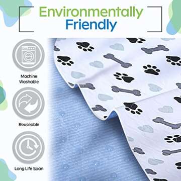 GREEN LIFESTYLE Washable Pee Pads for Dogs - Waterproof Reusable Puppy Pads with Anti-Slip Backing, Pet Training Pad for Puppy Playpen, Crate, Whelping Box, Potty Training (Pack of 2 - 30x34)