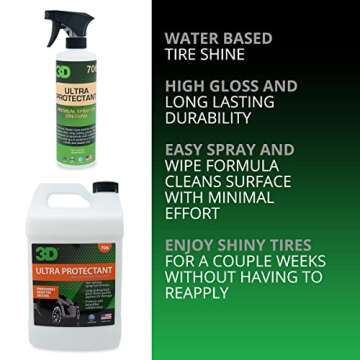 3D Ultra Protectant Tire Shine - Long Lasting, High Shine for Rubber & Vinyl 1 Gallon