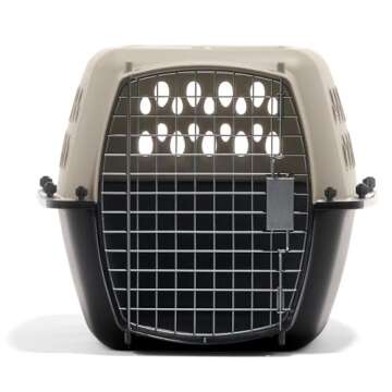 Petmate Vari Dog Kennel - Portable Crate for Pets 10-20 lbs - Airline-Friendly Pet Carrier - Durable Plastic Shell - For Home and Travel - Made in USA - 24 Inches - Taupe and Black