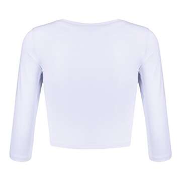 Artivaly Women Slim Fit Basic Round Neck 3/4 Sleeve Casual Y2K Cute Yoga Crop Top Workout Shirts White