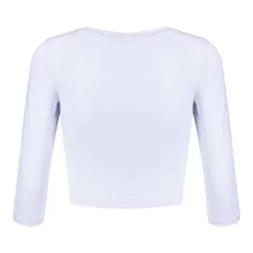 Artivaly Women Slim Fit Basic Round Neck 3/4 Sleeve Casual Y2K Cute Yoga Crop Top Workout Shirts White