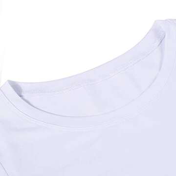 Artivaly Women Slim Fit Basic Round Neck 3/4 Sleeve Casual Y2K Cute Yoga Crop Top Workout Shirts White