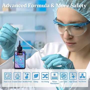 LET'S RESIN UV Resin with Light,Upgraded 200g Crystal Clear&Low Odor UV Resin Kit,UV Light,Silicone ...