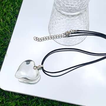 Big Heart Pendant Choker Necklace - Fashionable Y2K Jewelry