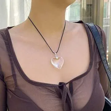 Big Heart Pendant Choker Necklace - Fashionable Y2K Jewelry