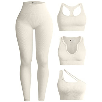 OQQ Women's Yoga High Waist Leggings & Bra Set