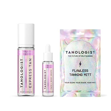 Tanologist Complete Kit, Light - Hydrating Sunless Tanning Mousse, Body & Face Tanning Drops, and Fl...