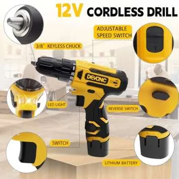 DEVONIC 12V Cordless Drill with 28pcs Accessories