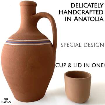 Artisan Handmade Clay Water Pitcher & Mug Set - Eco-Friendly & Unique