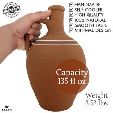 Handmade Clay Water Pitcher with Mug for Elegant Dining