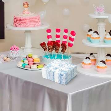 100 Pack Blue Floral Cocktail Napkins, Guest Hand Towels Disposable for Bathroom, Blue Floral Paper Napkins for Bridal and Baby Shower, Tea Party, Garden Party, Birthday Party | 5” Fancy Paper Napkins