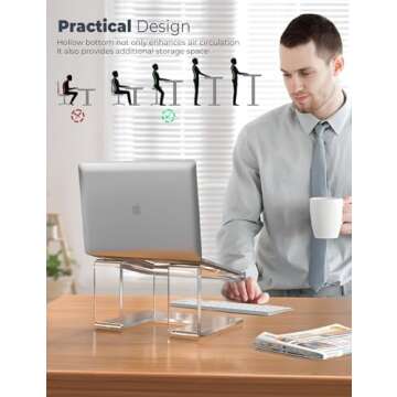FUCDTEFC Acrylic Laptop Stand for Desk, Laptop Riser for 15-17.3 Inch Laptops, Ergonomic Laptop Hold...
