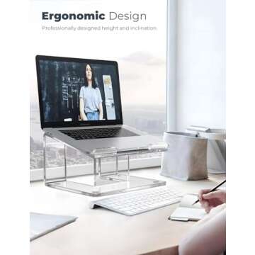 FUCDTEFC Acrylic Laptop Stand for Desk, Laptop Riser for 15-17.3 Inch Laptops, Ergonomic Laptop Holder, Computer Stand for Laptop Compatible with Macbooks and Notebooks- Clear