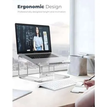 FUCDTEFC Acrylic Laptop Stand for Desk, Laptop Riser for 15-17.3 Inch Laptops, Ergonomic Laptop Holder, Computer Stand for Laptop Compatible with Macbooks and Notebooks- Clear