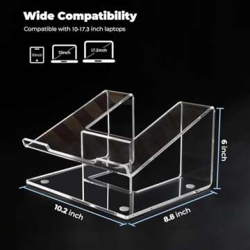 FUCDTEFC Acrylic Laptop Stand for Desk, Laptop Riser for 15-17.3 Inch Laptops, Ergonomic Laptop Holder, Computer Stand for Laptop Compatible with Macbooks and Notebooks- Clear
