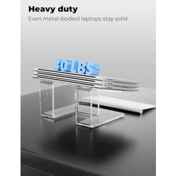 FUCDTEFC Acrylic Laptop Stand for Desk, Laptop Riser for 15-17.3 Inch Laptops, Ergonomic Laptop Holder, Computer Stand for Laptop Compatible with Macbooks and Notebooks- Clear