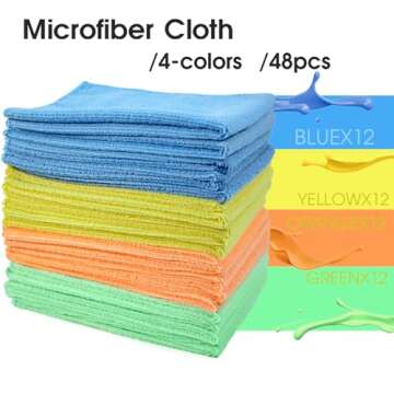 MASTERTOP Microfiber Cleaning Cloths - 48 Pack, Soft & Absorbent Towels for All Cleaning Needs