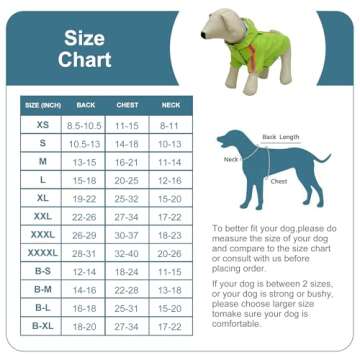 Fashion Hooded Pet Dog Raincoat, Lightweight Dog Rain Jacket Zipper Closure Rain Poncho with Reflect...
