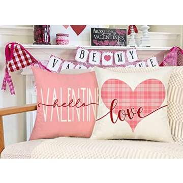 Valentine's Day Pillow Covers Set of 4 Love Heart Decor