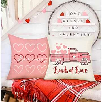 Valentine's Day Pillow Covers Set of 4 Love Heart Decor
