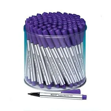 Viscot FINE TIP 100 Mini Piercing & Tattoo Skin Markers in Case Purple Ink