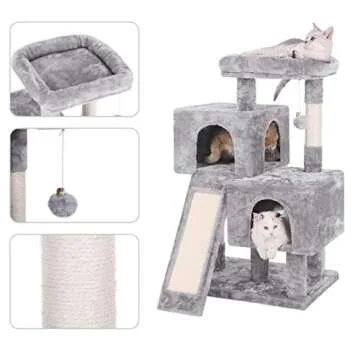 BEWISHOME Cat Tree Condo with Scratching Posts and Dual Houses