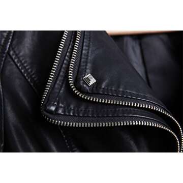 Chouyatou Women's Studded Leather Biker Jacket in Black