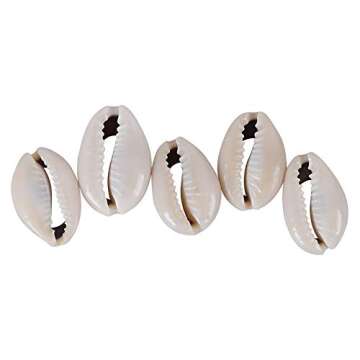 150 PCS 0.63"-0.71" Natural Strong Cowrie Shell Beads Smooth Cut Oval Seashells, Beach Seashells with Big Hole for DIY Craft Jewelry Making, Adorning Hair Locks and Braids