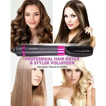 VASONNI 5 in 1 Hair Dryer Brush, Negative Ion Electric Hot Air Blow Dryer Brush Comb (black-red)