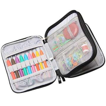 Damero Crochet Hooks Set, Crochet Hooks Kits with 9 Pcs Soft Grip Handles Ergonomic Crochet and Accessories, Crochet Set for Beginners and Crocheters, Gray Dots