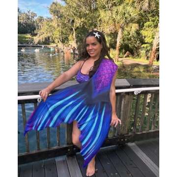 FOLOEO Mermaid Tails for Swimming, Mermaid Swimsuit Costume Set Bathing Suits for Adult & Teen Sizes（Monofin and Support Plate Not Inclued