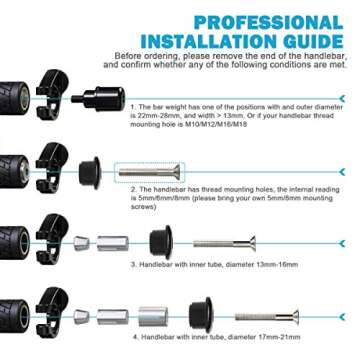 MZS Motorcycle Bar End Mirrors, Red 7/8 Universal Rear View Mirror Standard Hollow Side Compatible w...