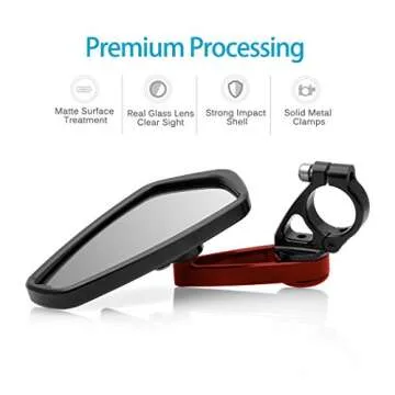 MZS Motorcycle Bar End Mirrors, Red 7/8 Universal Rear View Mirror Standard Hollow Side Compatible with Street Sport Naked Road Bike Cruisers Touring Scooter