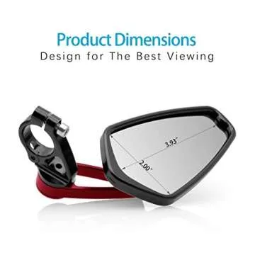 MZS Motorcycle Bar End Mirrors, Red 7/8 Universal Rear View Mirror Standard Hollow Side Compatible with Street Sport Naked Road Bike Cruisers Touring Scooter