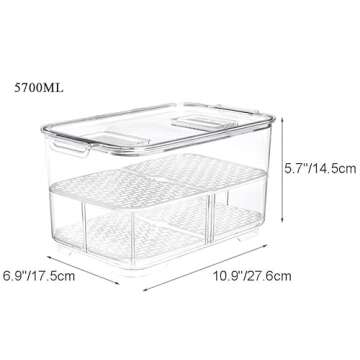 blitzlabs Fridge Storage Containers Bins Fresh Keeper Freezer Bins, Vegetable Fruit Storage Containers Fresh Container Produce Saver Organizer Keeper Bins with Lids Removable Drain Tray