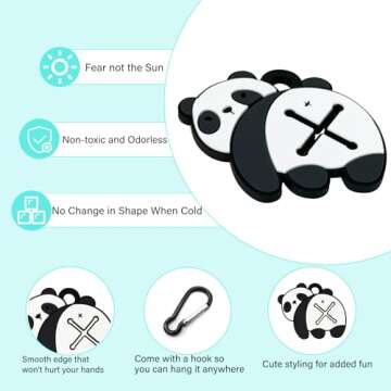 YUCHIYA Poop Bags Clips for Leashes Silicon Dog Poop Bag Holder Dispenser Hands-free Poop Bag Holders for Leashes Dog Walking Accessories Dog Leash Attachment for Hanging Used Dog Waste Bags(Panda)