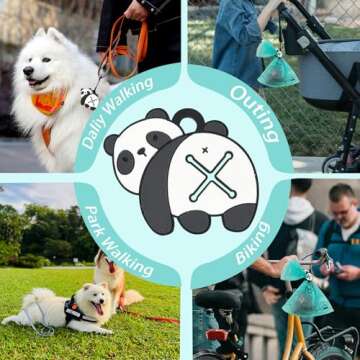 YUCHIYA Poop Bags Clips for Leashes Silicon Dog Poop Bag Holder Dispenser Hands-free Poop Bag Holders for Leashes Dog Walking Accessories Dog Leash Attachment for Hanging Used Dog Waste Bags(Panda)