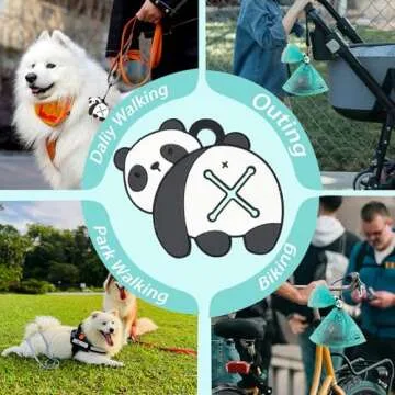 YUCHIYA Poop Bags Clips for Leashes Silicon Dog Poop Bag Holder Dispenser Hands-free Poop Bag Holders for Leashes Dog Walking Accessories Dog Leash Attachment for Hanging Used Dog Waste Bags(Panda)