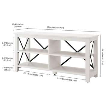 Henn&Hart Rectangular TV Stand for TV's up to 55" in White, TV Stands for the Living Room