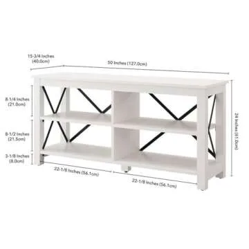 Henn&Hart Rectangular TV Stand for TV's up to 55" in White, TV Stands for the Living Room