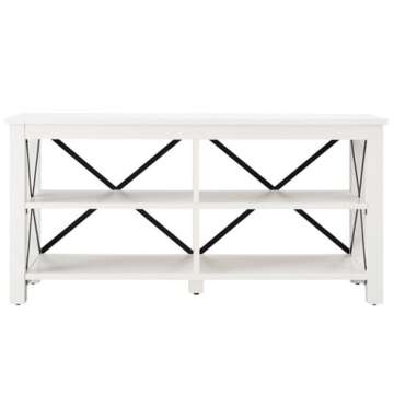 Henn&Hart Rectangular TV Stand for TV's up to 55" in White, TV Stands for the Living Room
