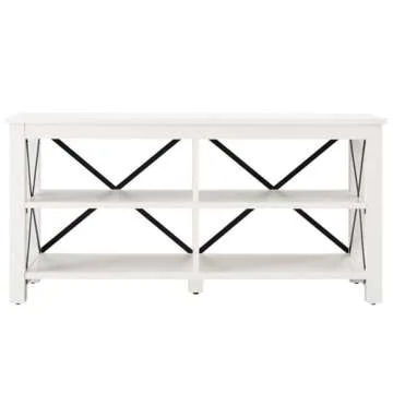 Henn&Hart Rectangular TV Stand for TV's up to 55" in White, TV Stands for the Living Room