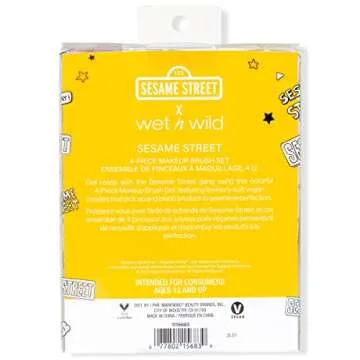 wet n wild Sesame Street 4-Piece Makeup Brush Set, Buildable & Blendable Multifunctional Seamless Application, Cruelty-Free & Vegan Feathery Soft Bristles