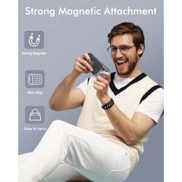 podoru for Magsafe Battery Pack, 10000mAh Magnetic Power Bank with Type-C Cable LED Display 22.5W PD Fast Charging Wireless Portable Charger for iPhone 16/15/14/13/12 Series-Black