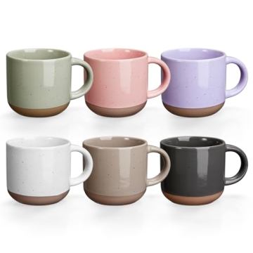 Morandi Color Ceramic Mini Espresso Cups Set of 6, 5 oz Espresso Mugs with Handle, Porcelain Coffee ...