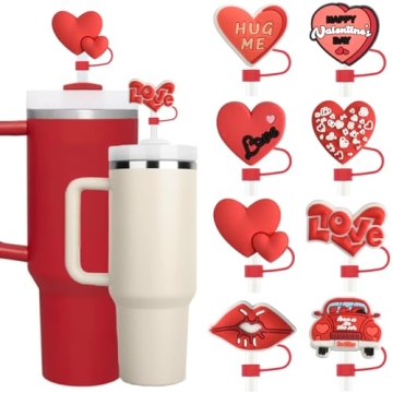 Cute Silicone Straw Cover Caps for Stanley Cup - 8PCS Valentine's Day