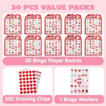 JOYIN 30 Players Bingo Cards (5x5) for Kids School Classroom Exchange Gift Rewards, Fun Party Games,...