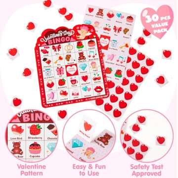 JOYIN 30 Players Bingo Cards (5x5) for Kids School Classroom Exchange Gift Rewards, Fun Party Games, Indoor Family Activities