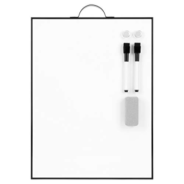 TSJ OFFICE Small White Board - 16" X 12" Portable Black Aluminum Framed Whiteboard, Magnetic Dry Era...
