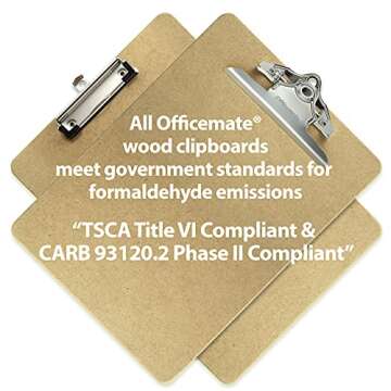 Eco-Friendly Officemate Recycled Wood Clipboard, 3 Pack